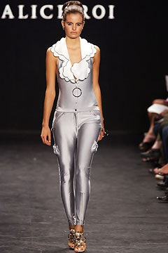 gray satin sleeveless v-neck fitted zippered pockets catsuit