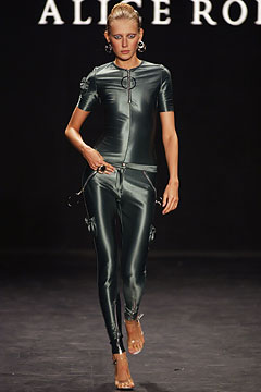 fitted green vinyl catsuit