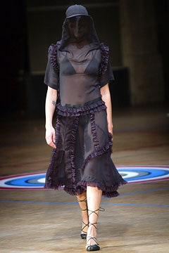 black silk sleeveless v-neck fitted ruffled sheer dress