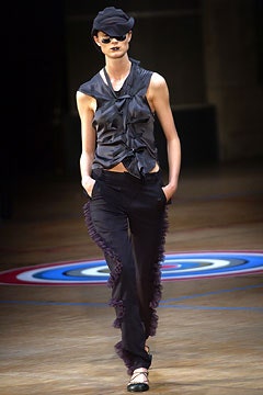 black silk sleeveless v-neck fitted ruffled top