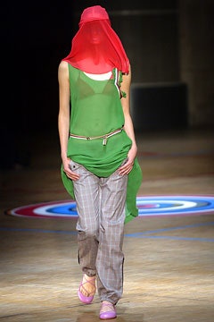 green sleeveless high-neck relaxed layered sheer top