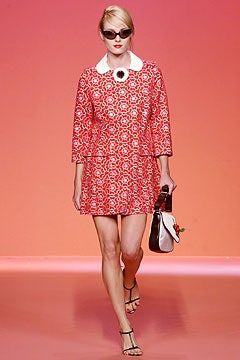 red and white printed dress