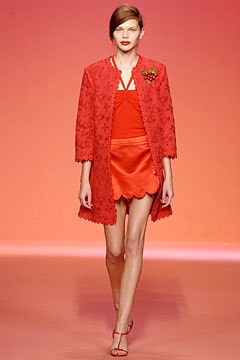 red silk coat and mini skirt