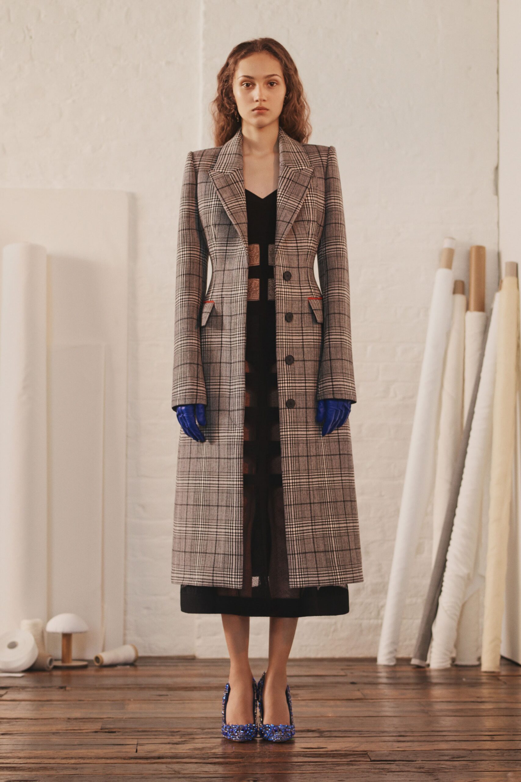 tailored brown checked coat