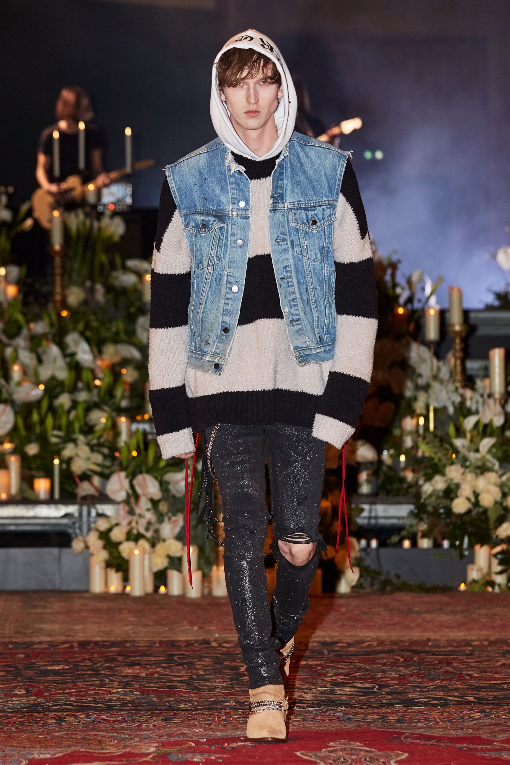 blue denim sleeveless collared fitted vest