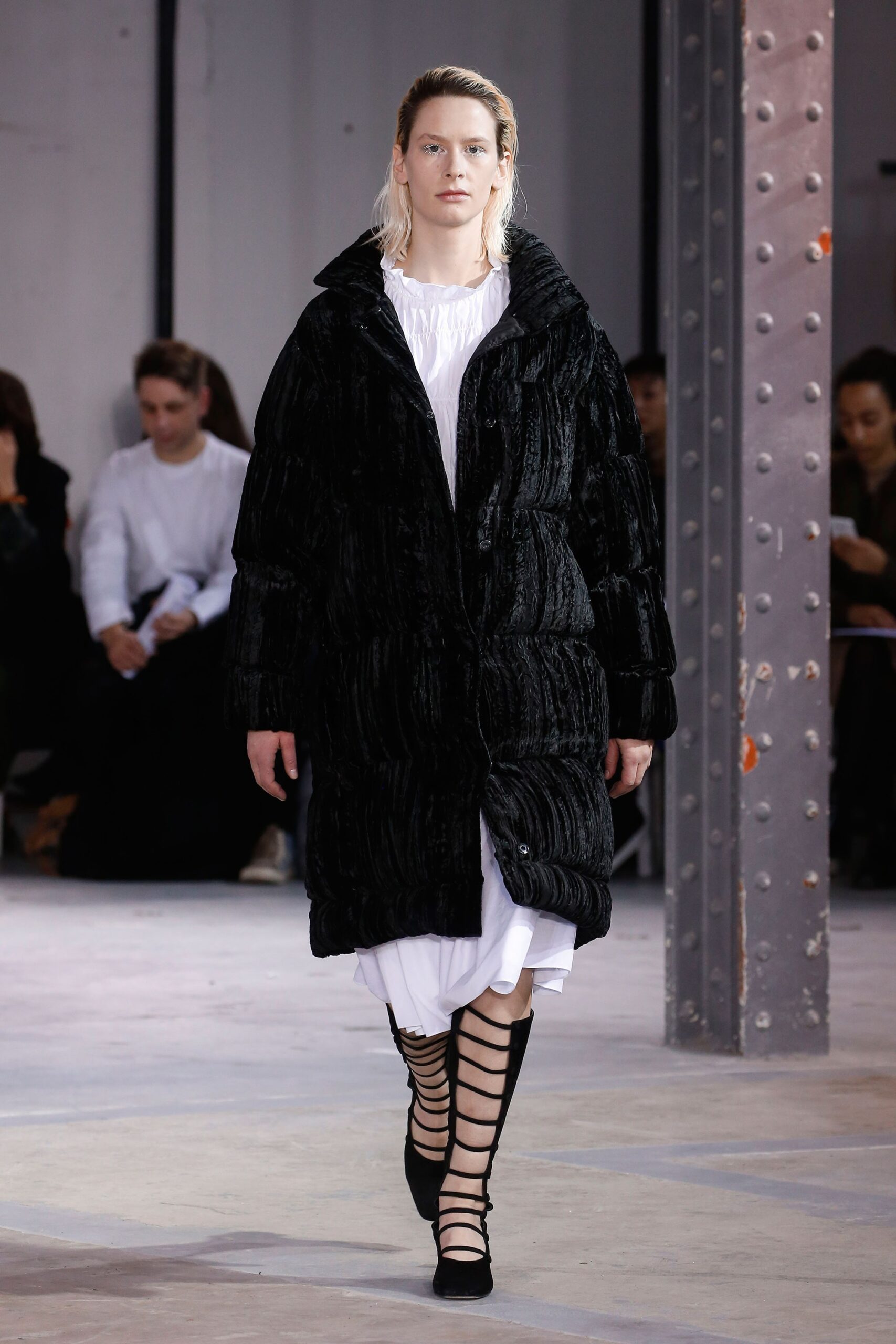 black faux-fur oversized coat