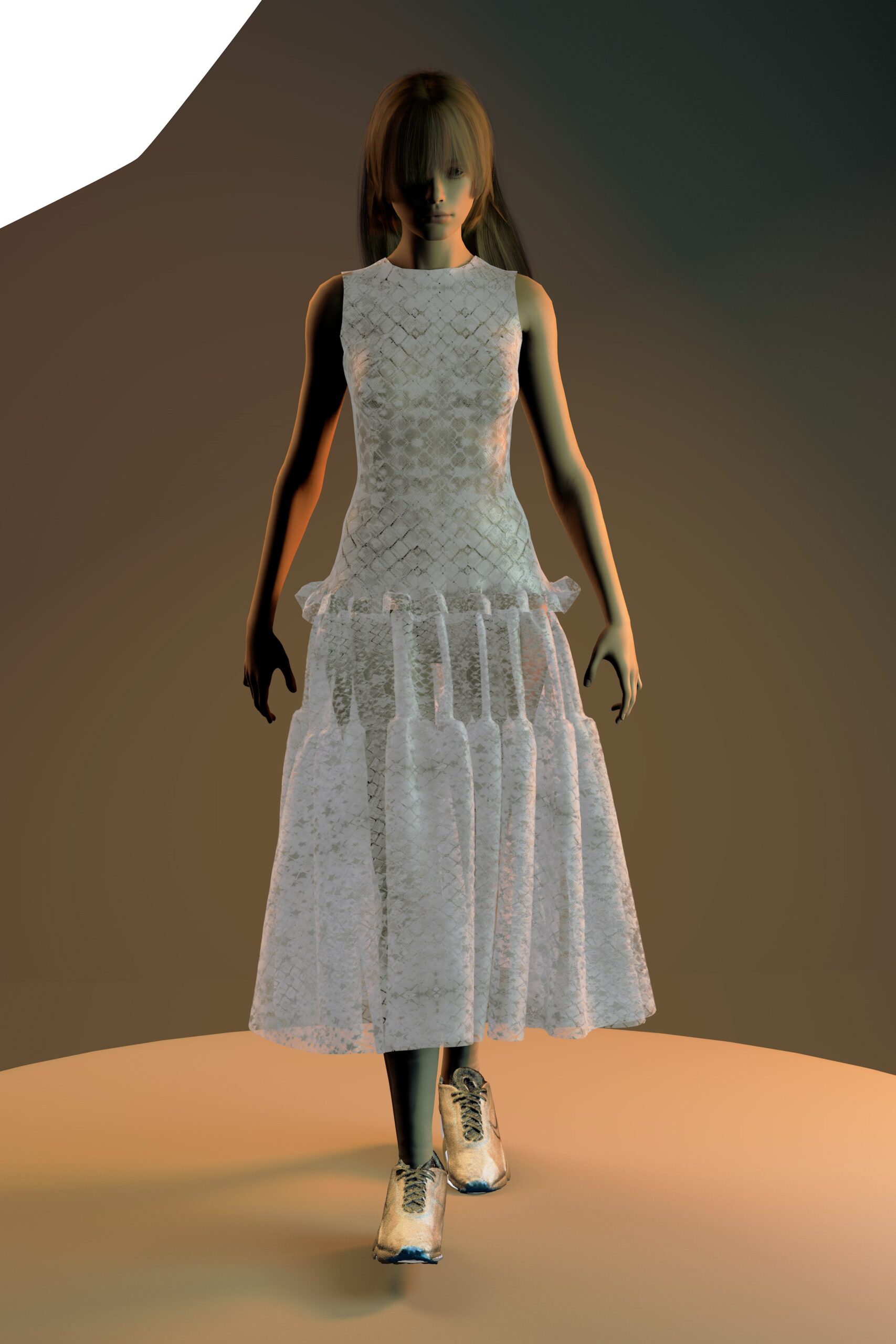white lace tiered midi dress