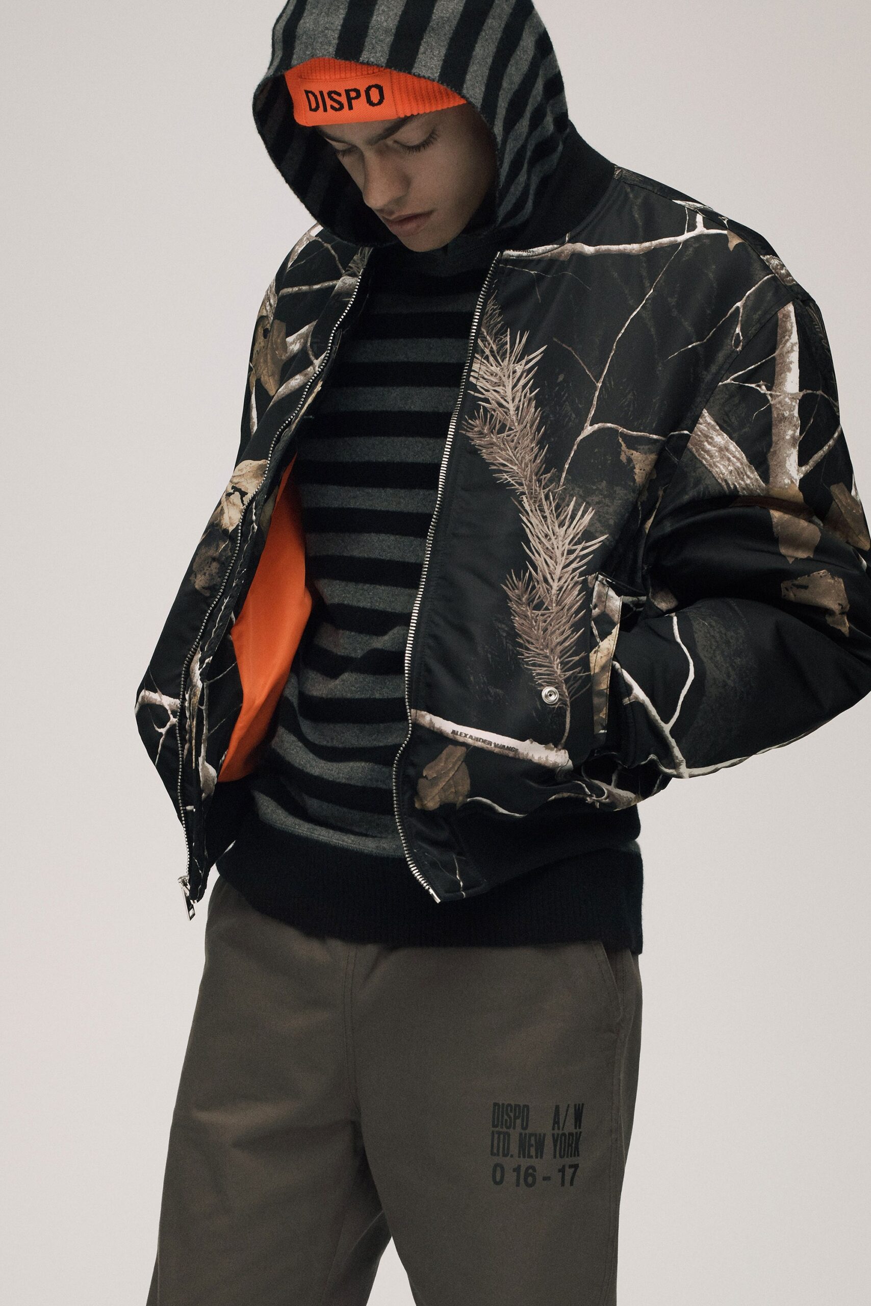 black printed jacket with gray hoodie