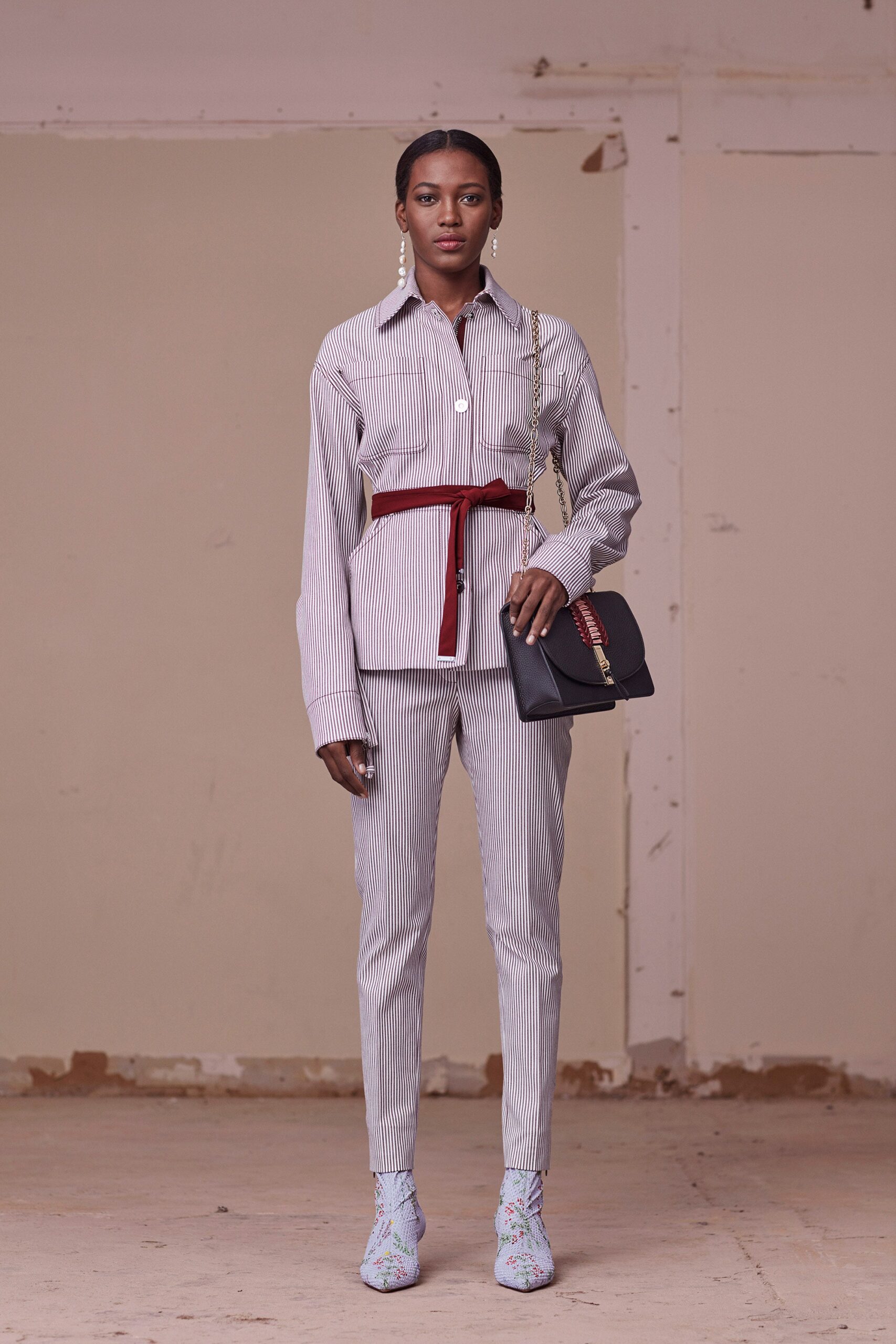 striped fitted shirt and pants