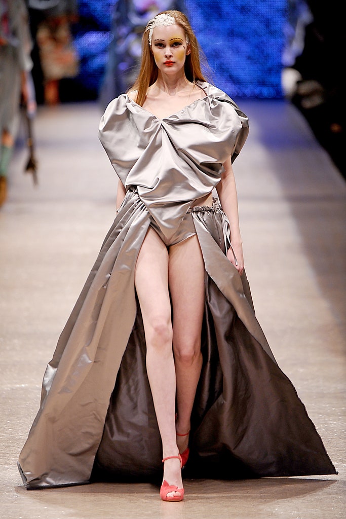 silver draped sleeveless dress