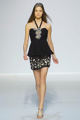 black silk halter top and mini skirt