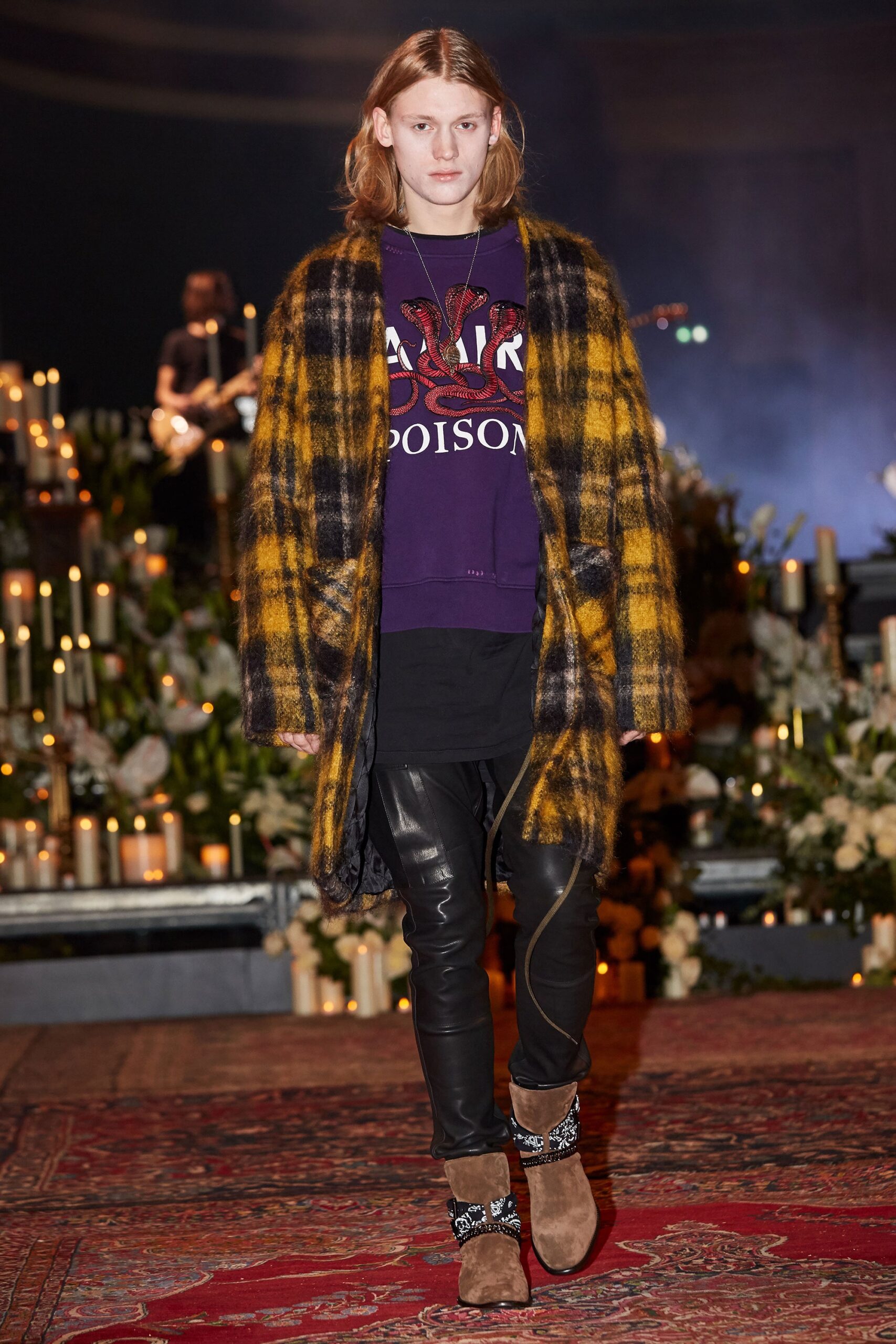 purple cotton long-sleeve collared fitted printed sweater