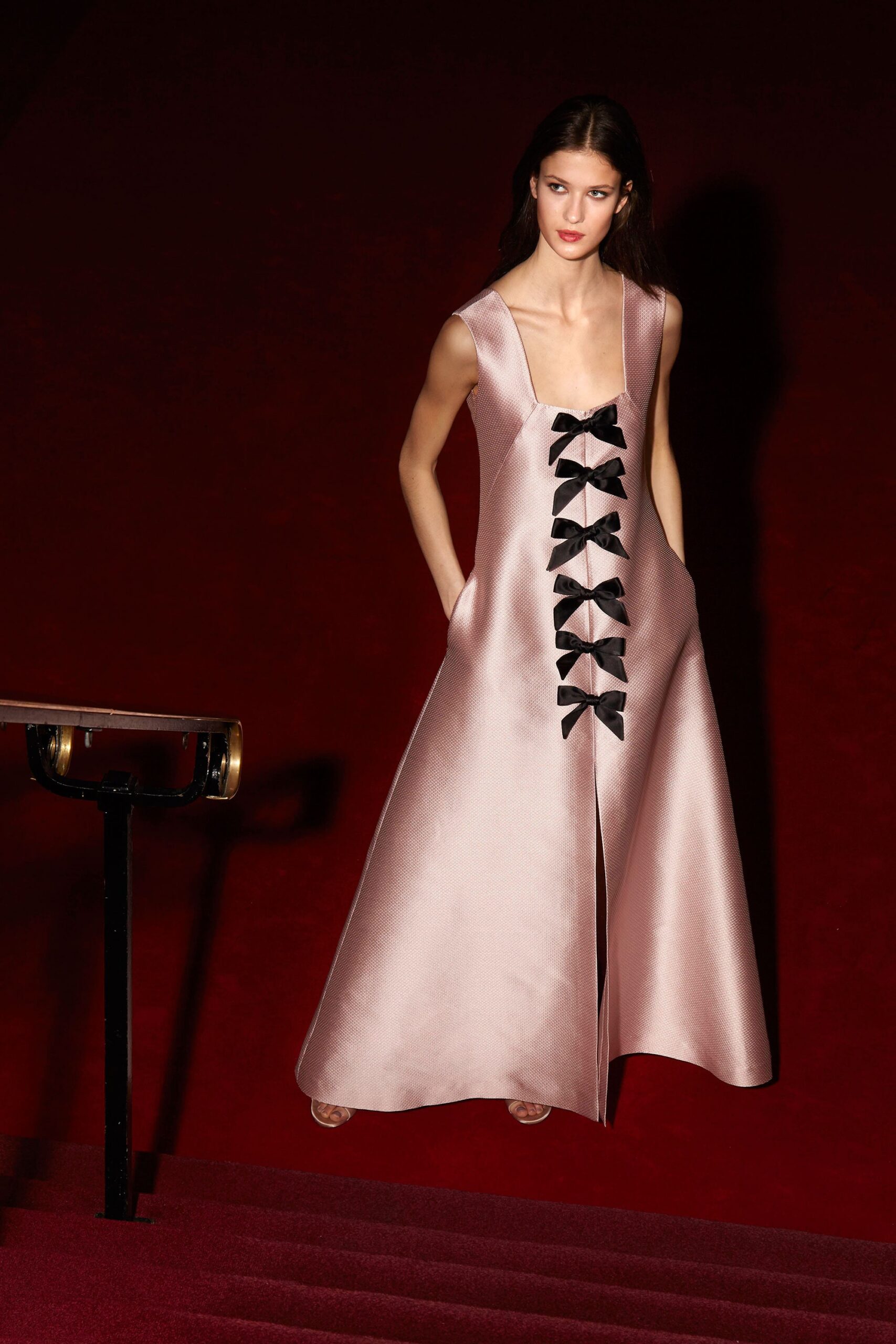 pink silk sleeveless dress