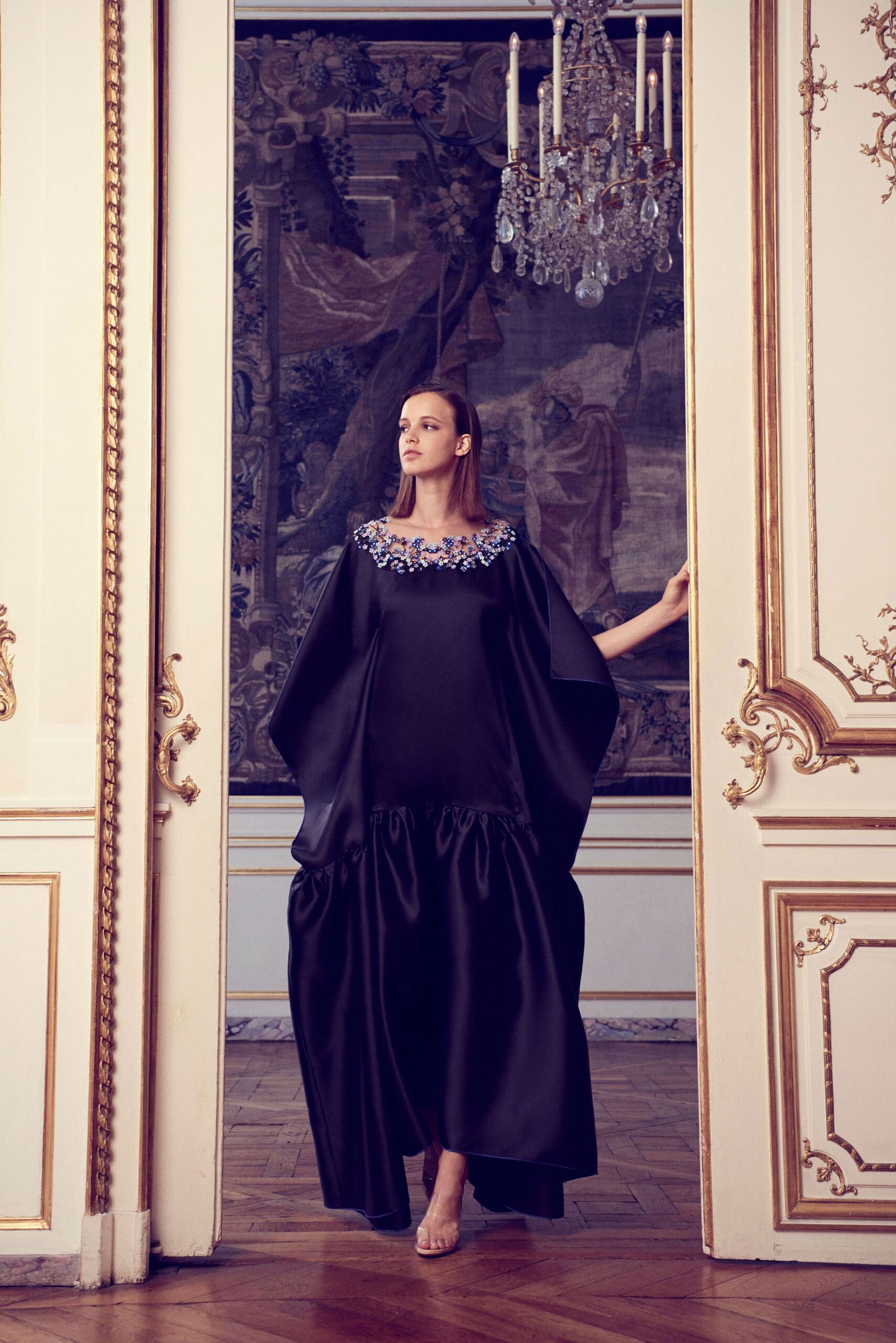 black silk relaxed gown