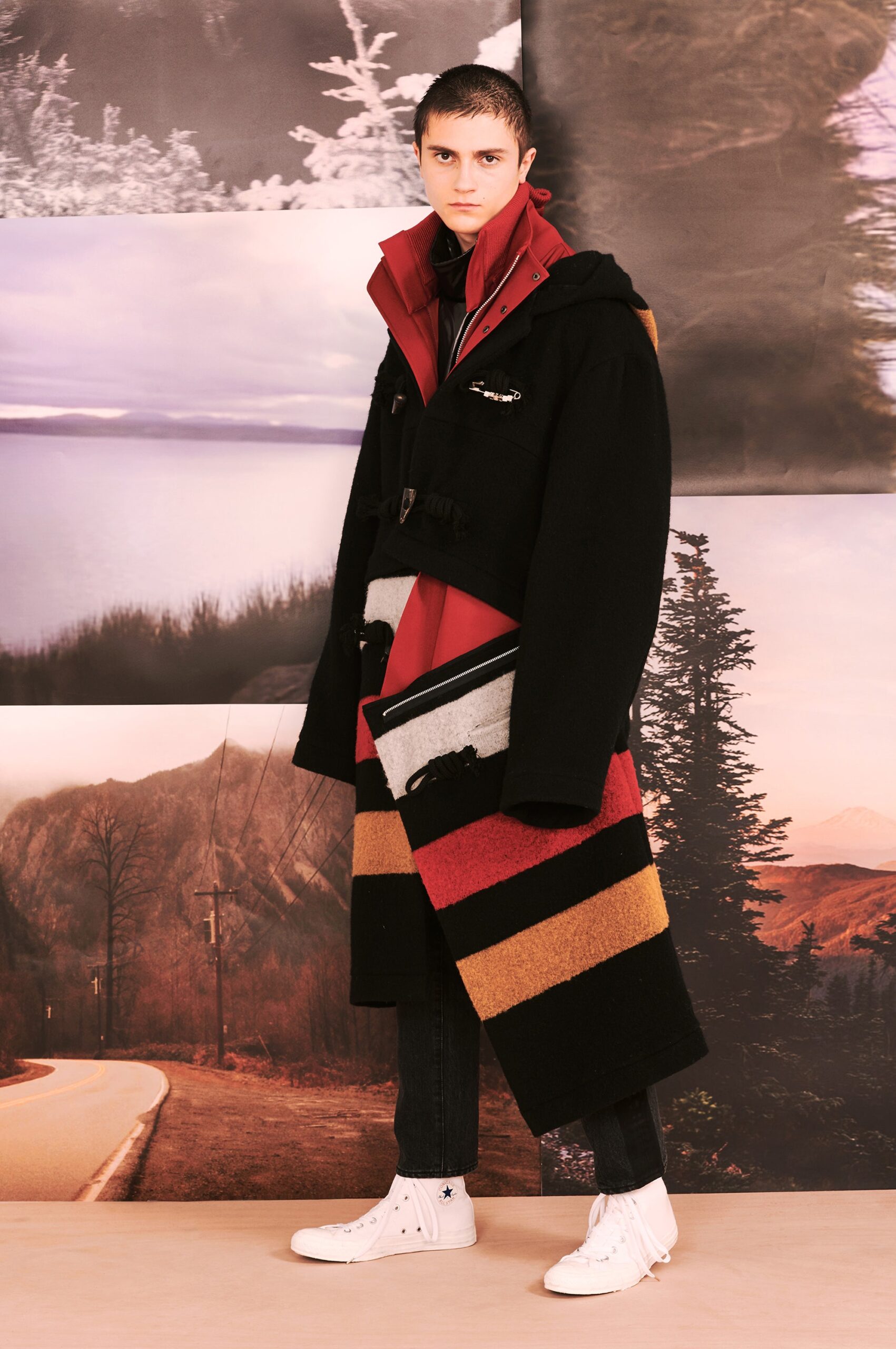 multi wool striped bag