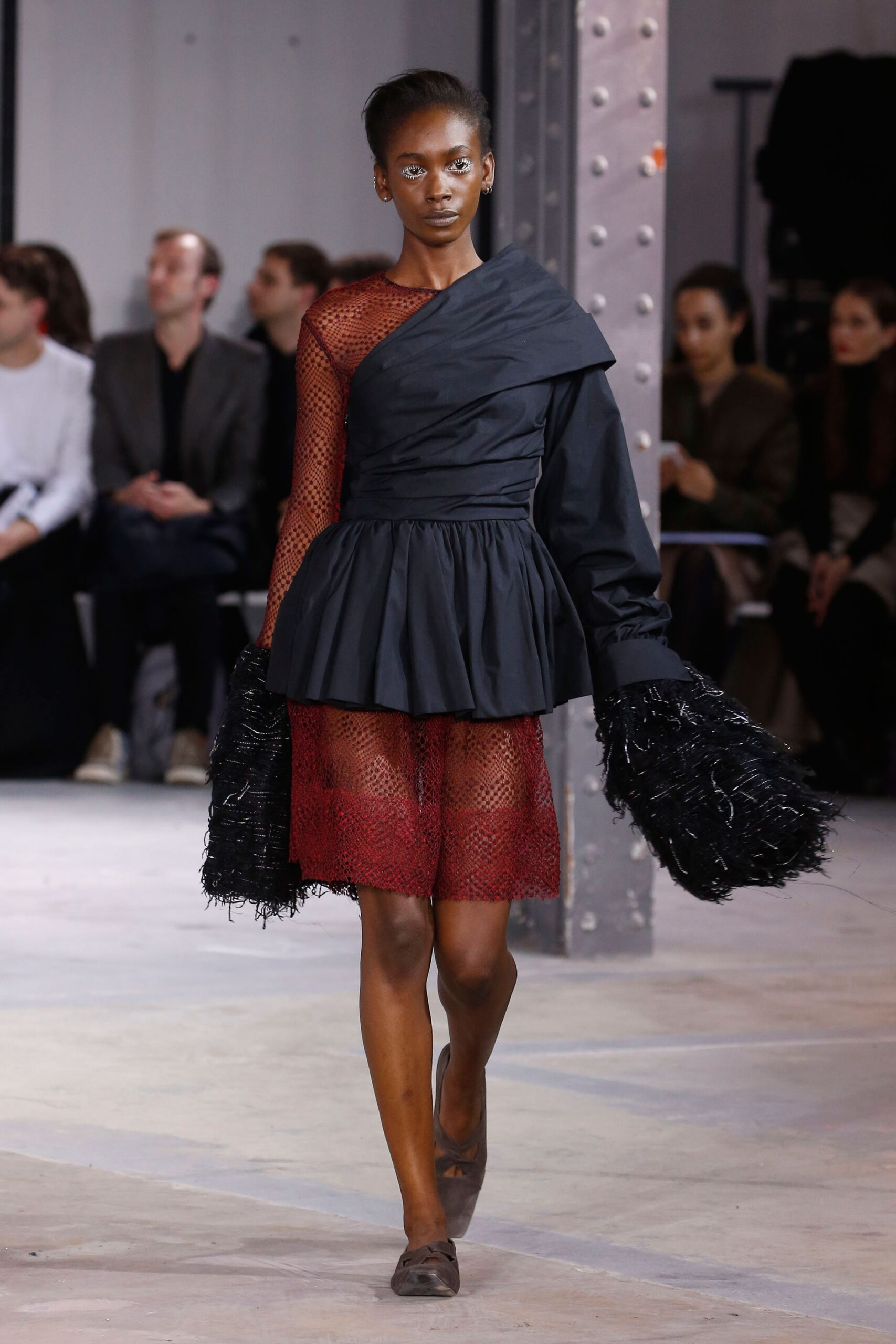 black and red pleated mini dress