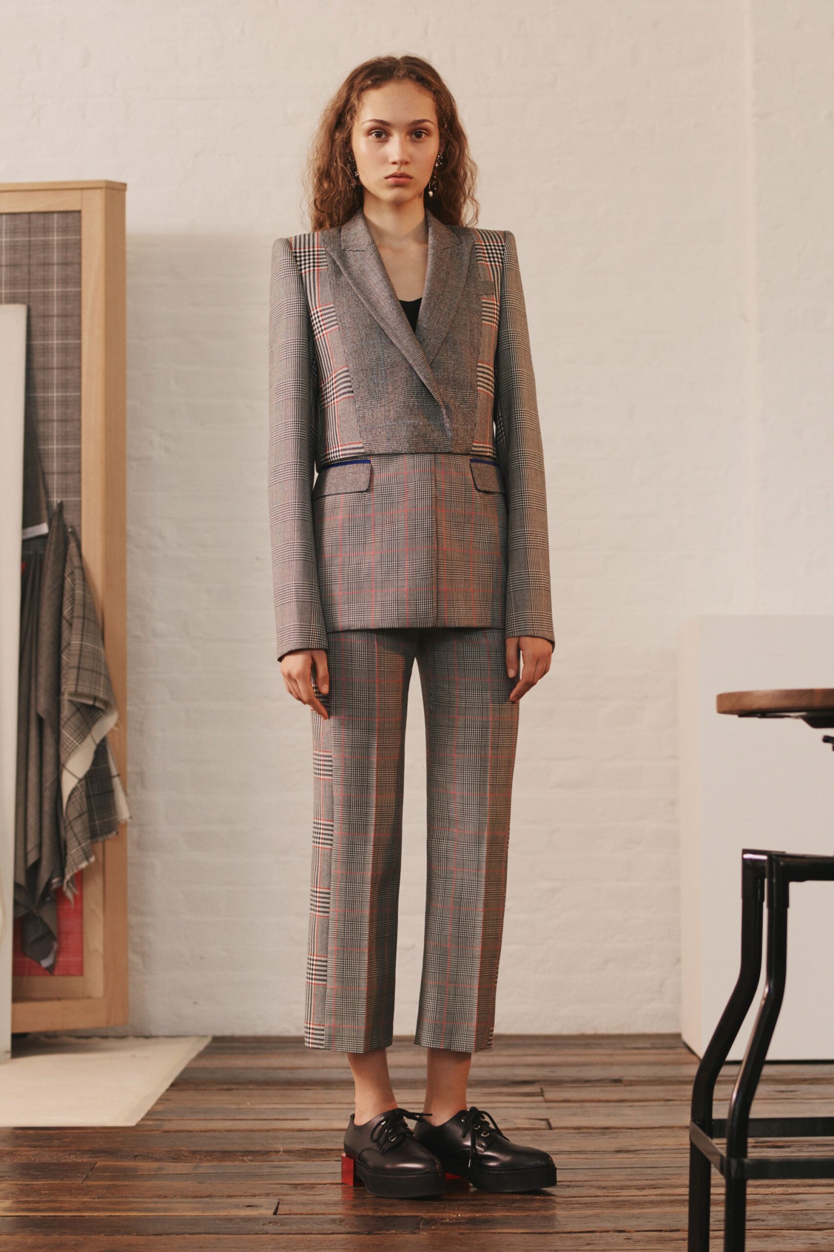 gray checked tailored suit
