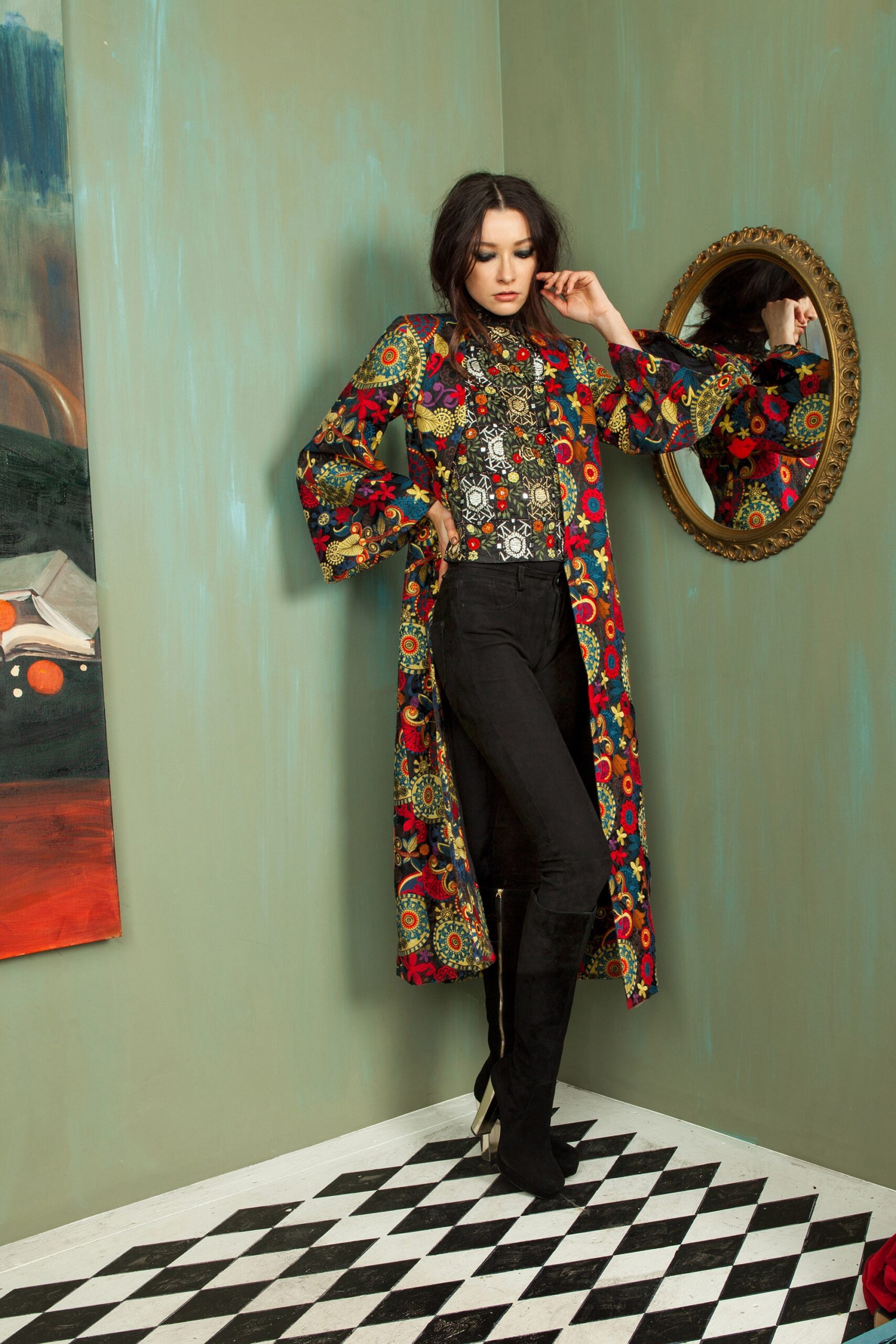 multi-colored embroidered coat