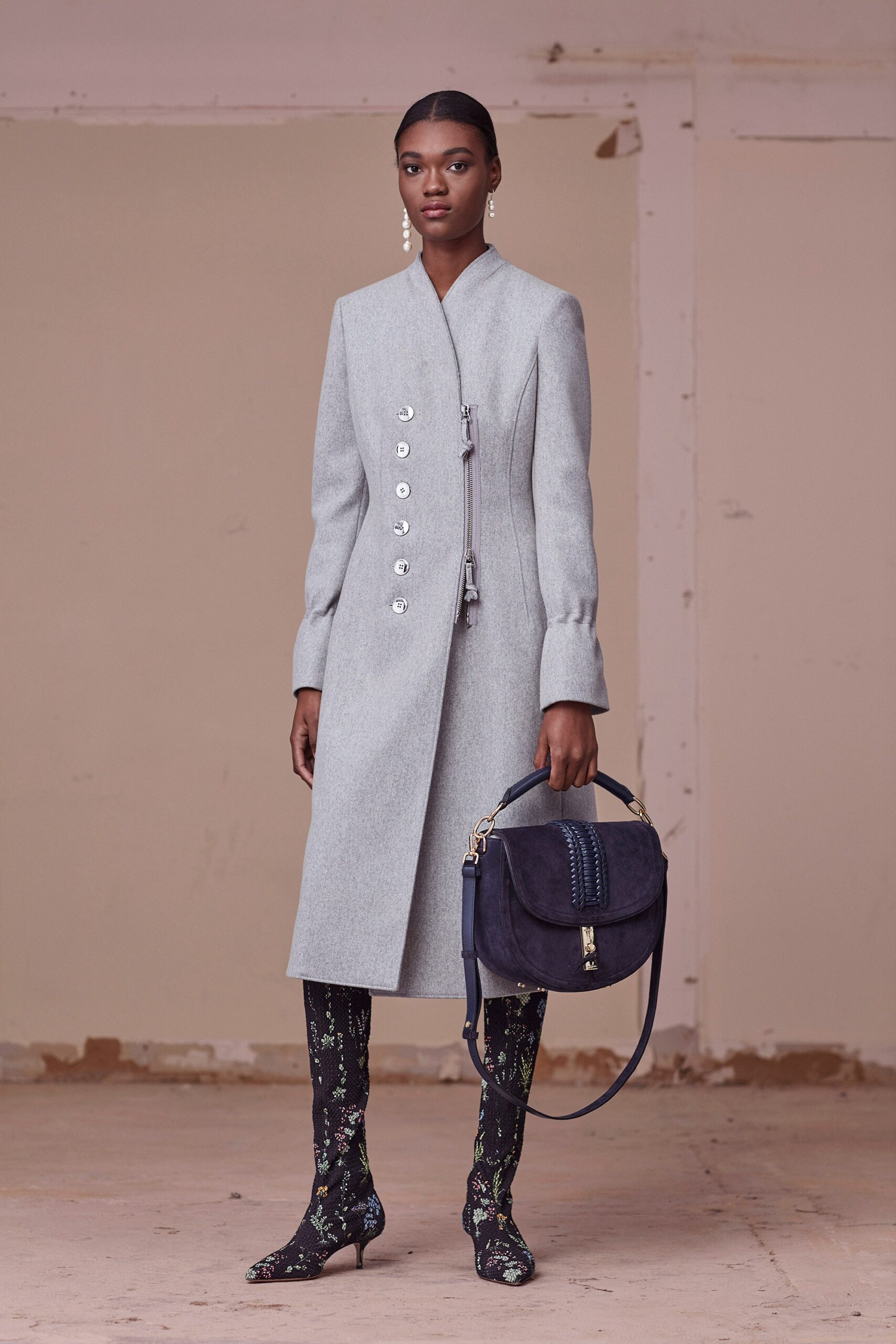 blue leather structured bag