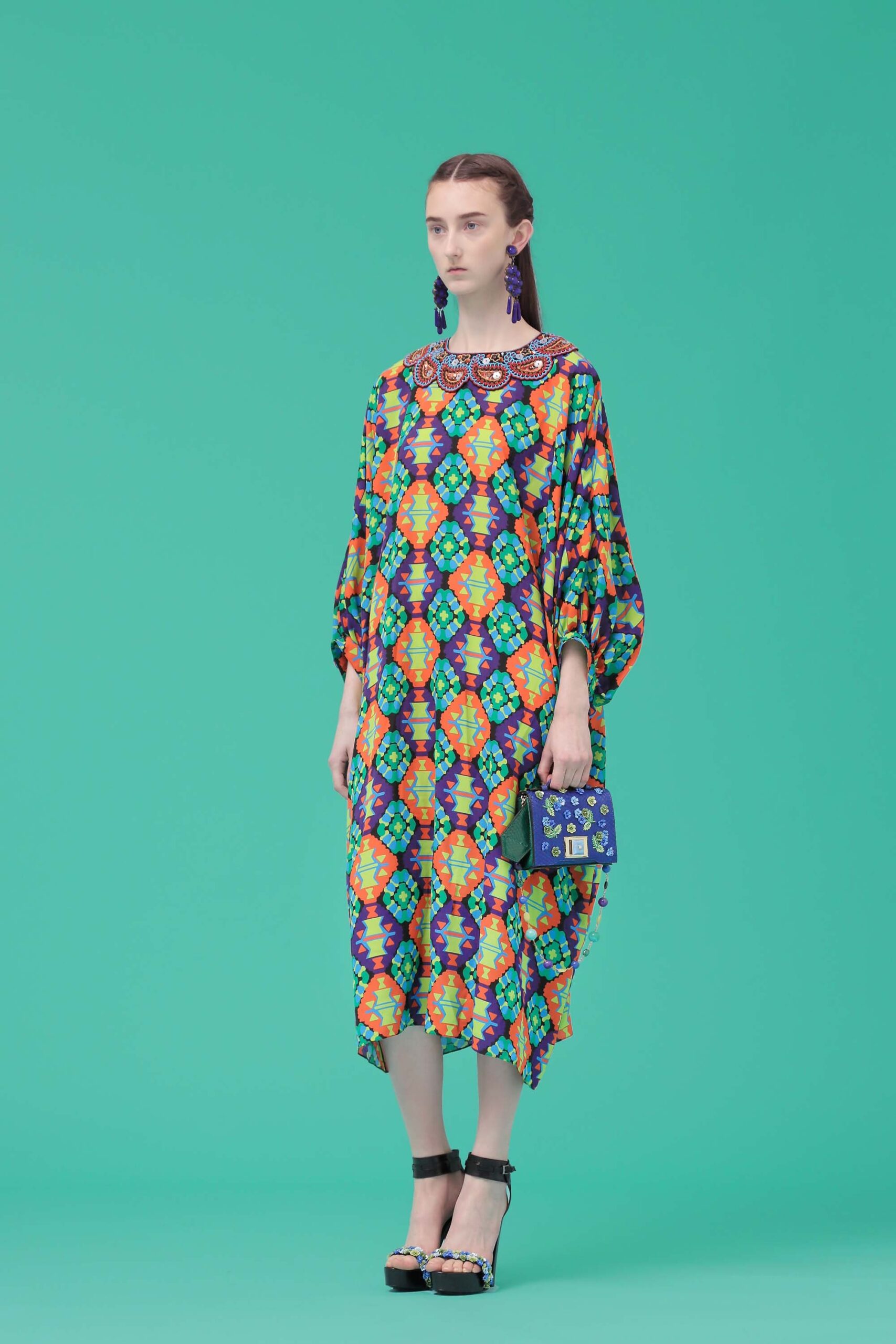 multi-colored relaxed midi dress