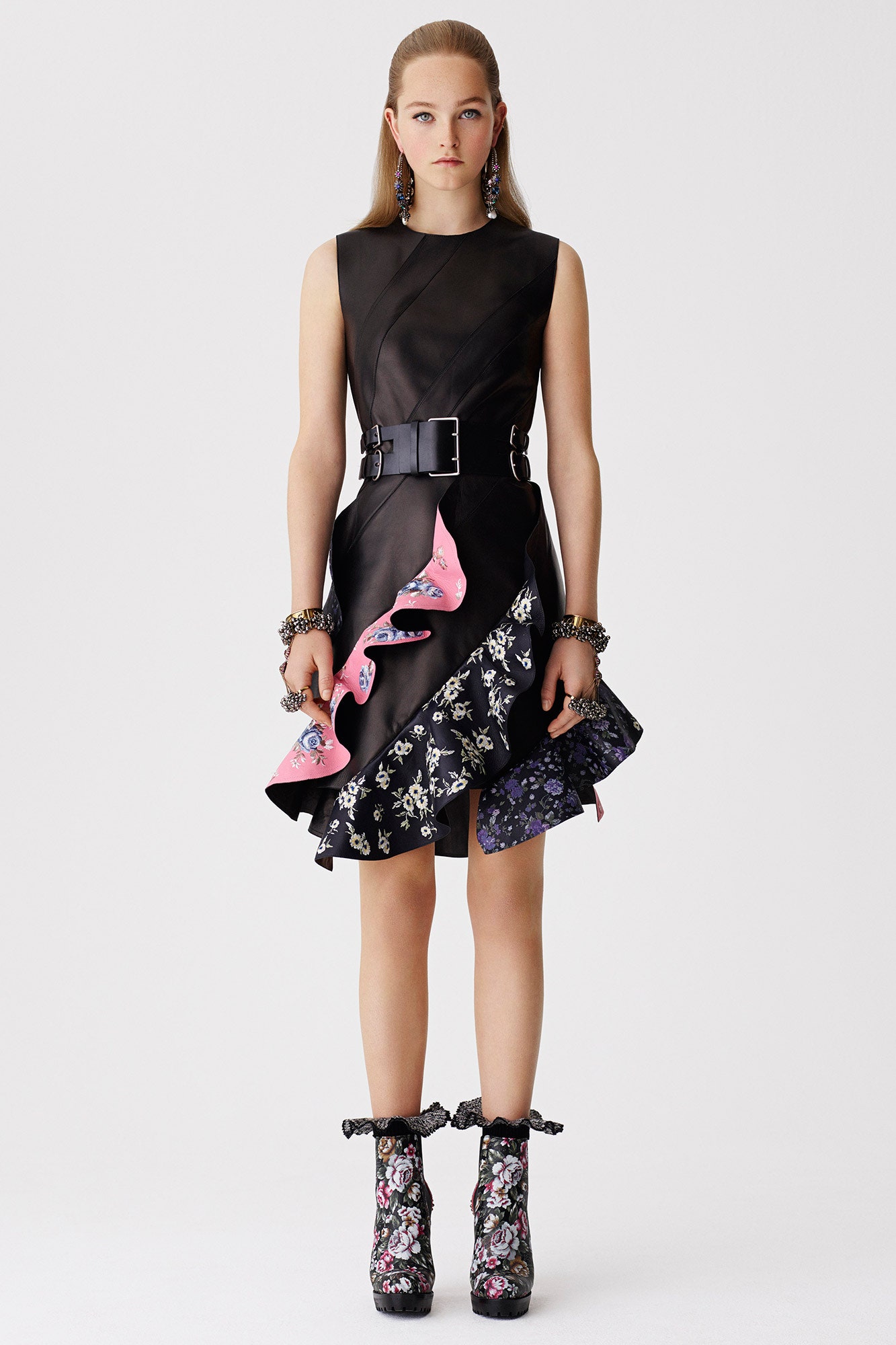 black ruffled mini dress