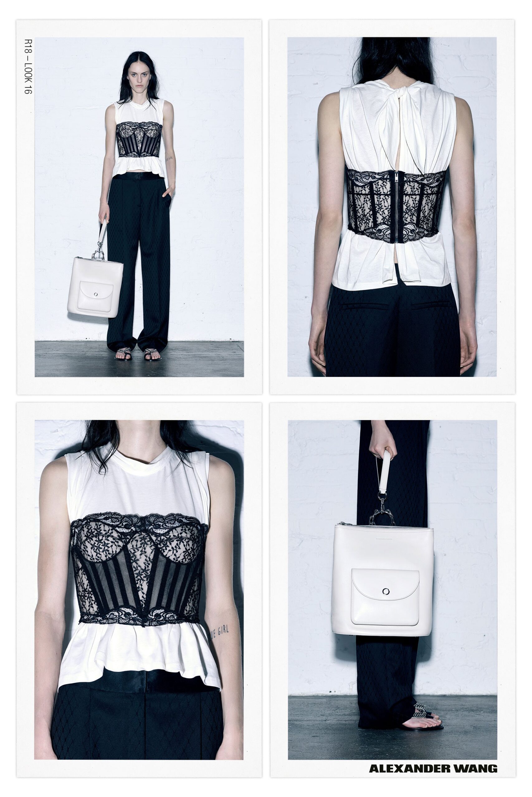 white fitted top with lace