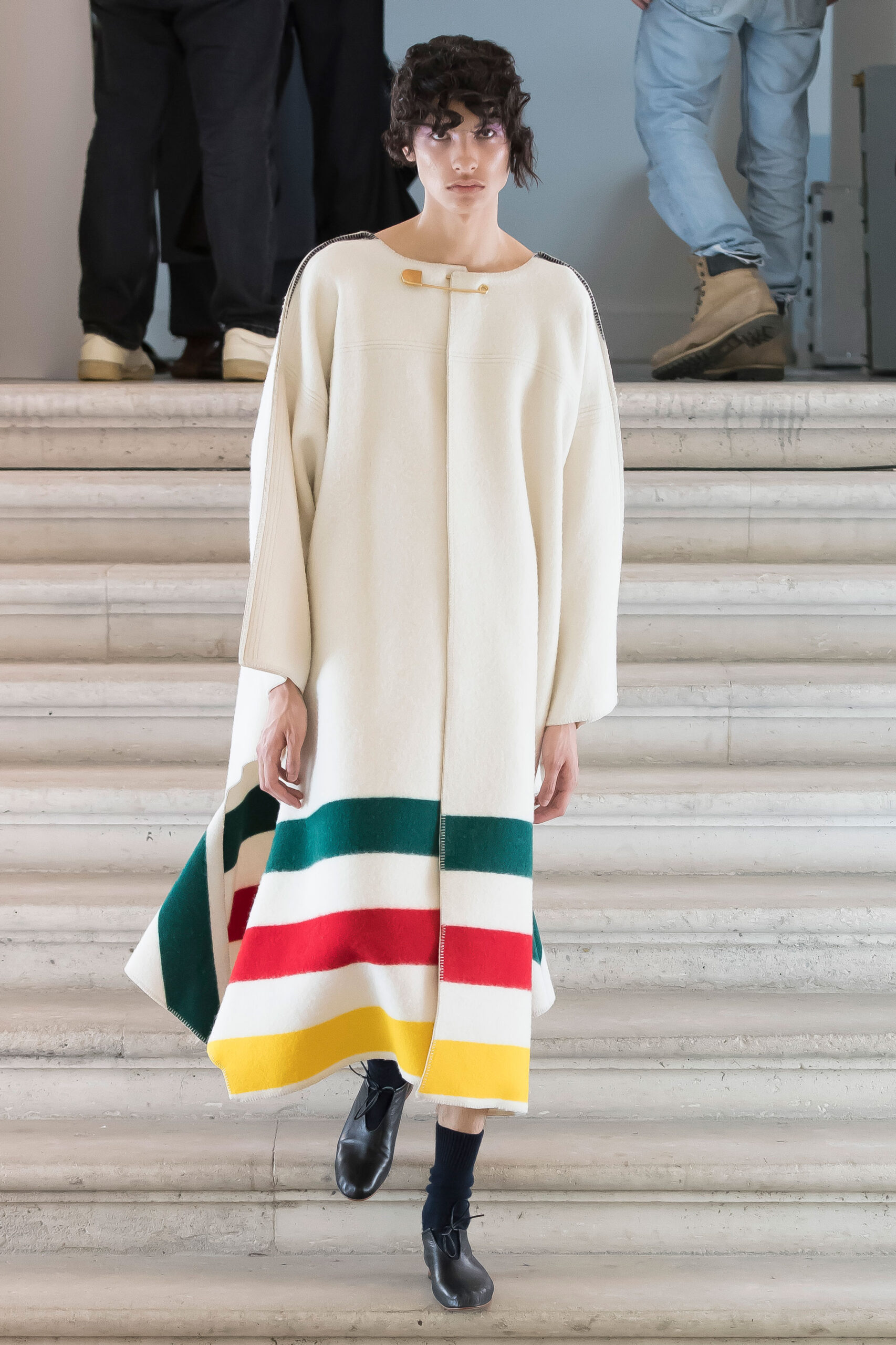 white wool relaxed cape