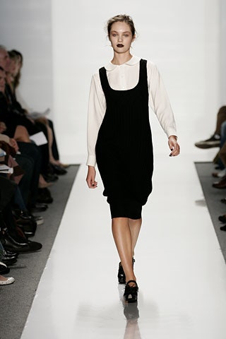 black midi dress with white shirt