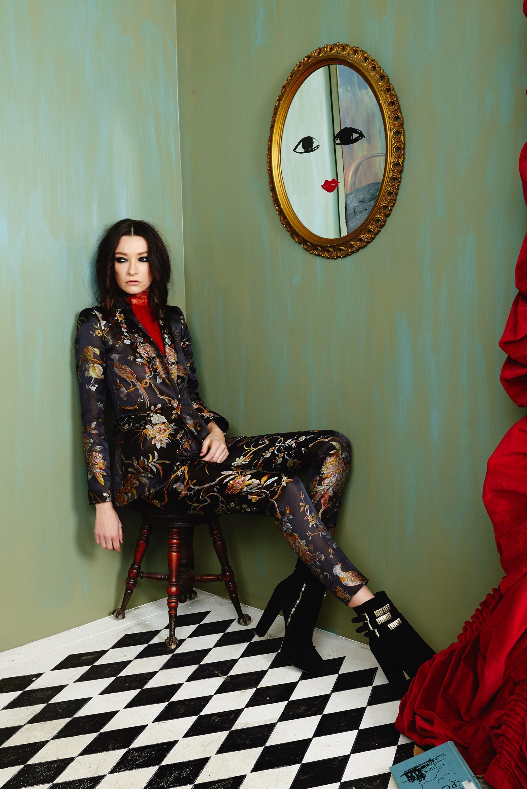 black and gold embroidered suit