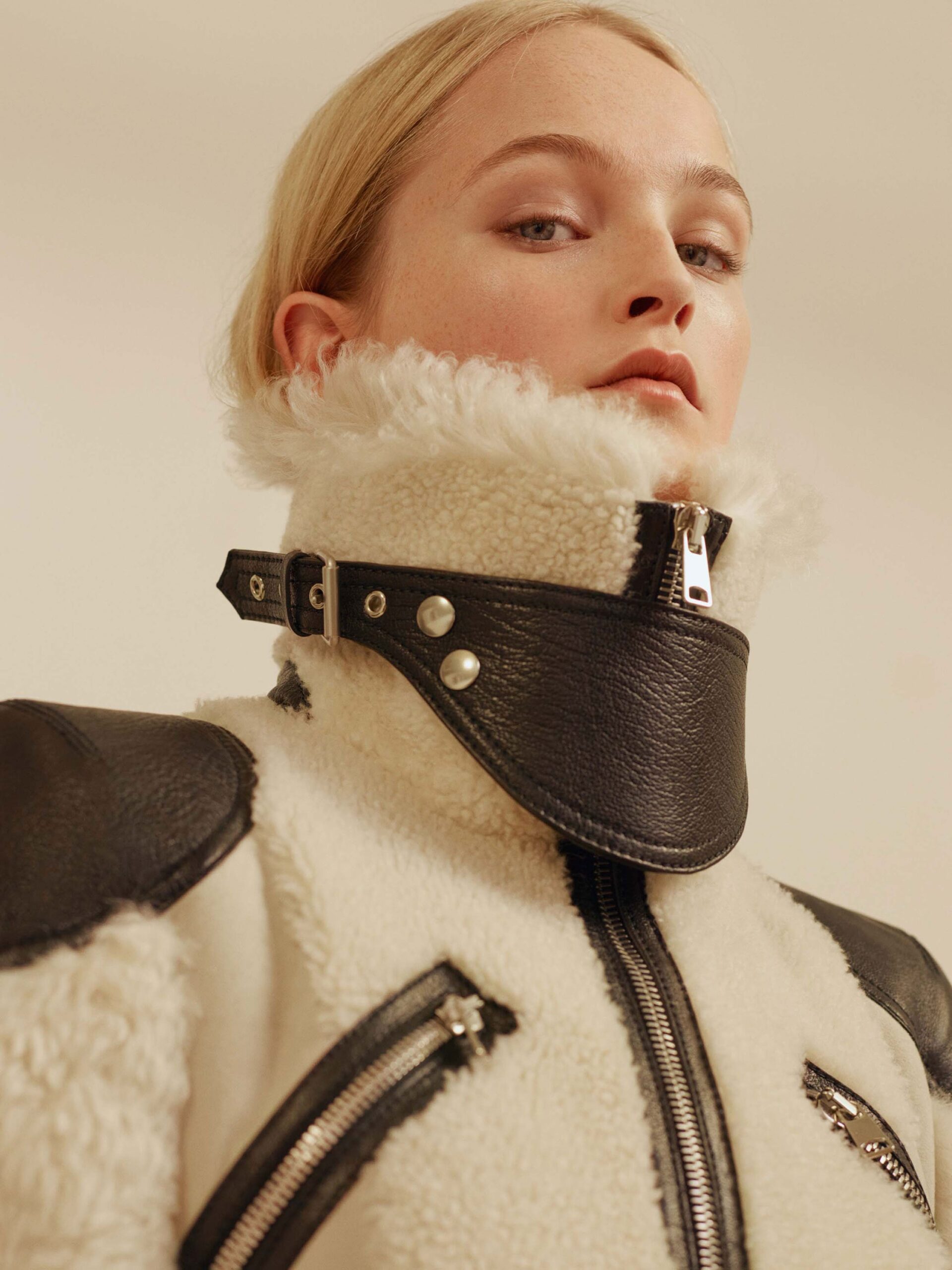 white and black fitted jacket