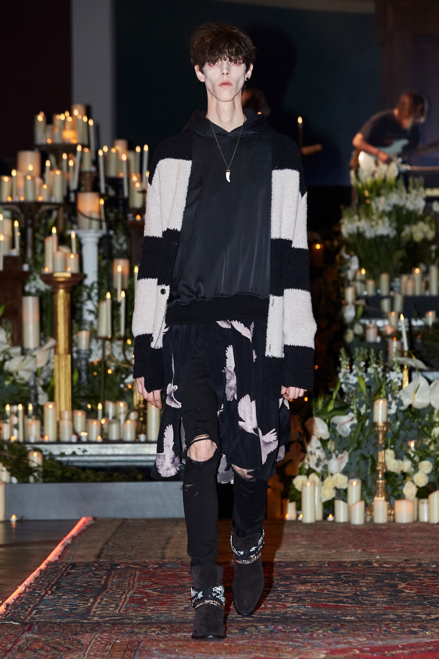 black and white striped cardigan