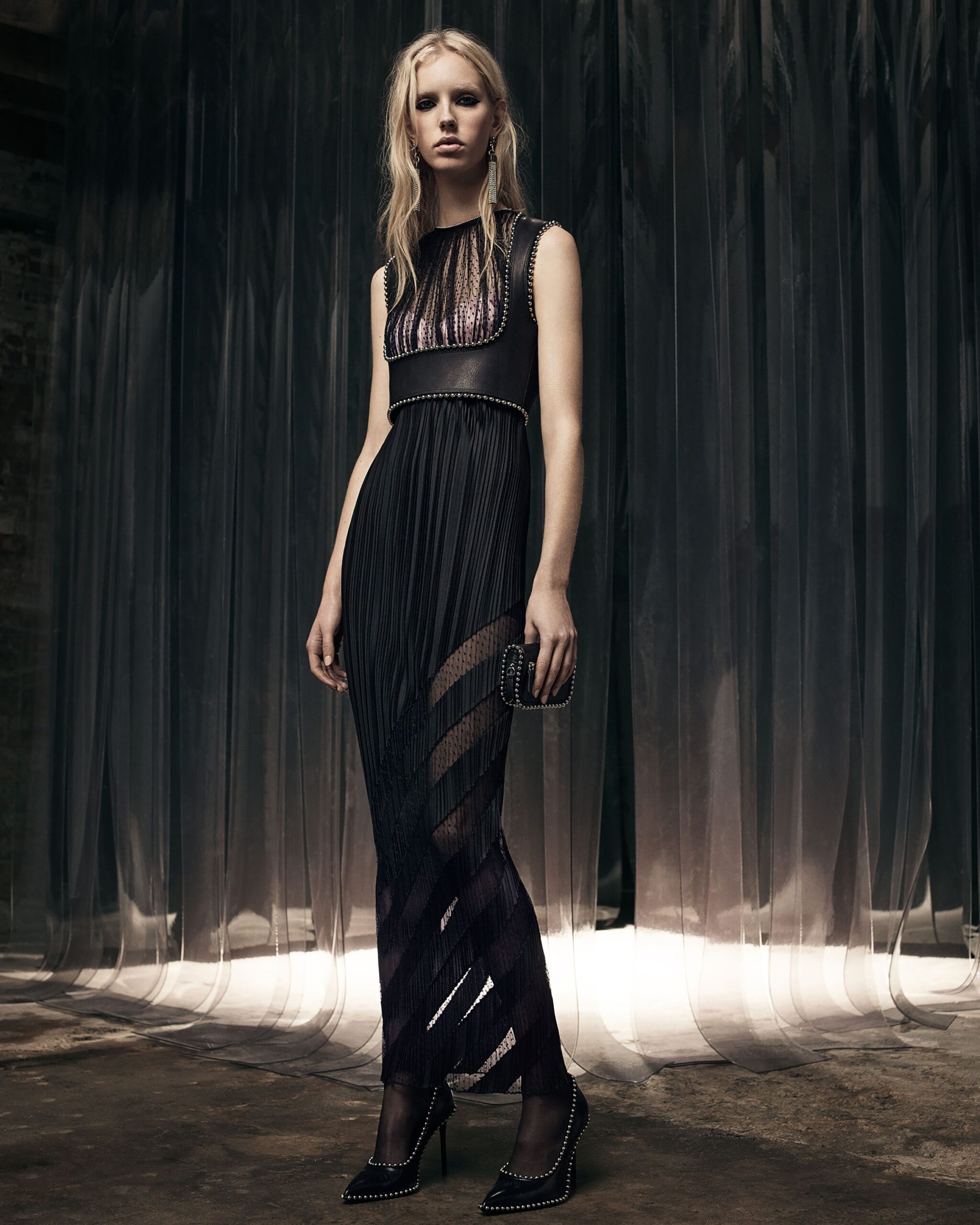 black silk sleeveless dress