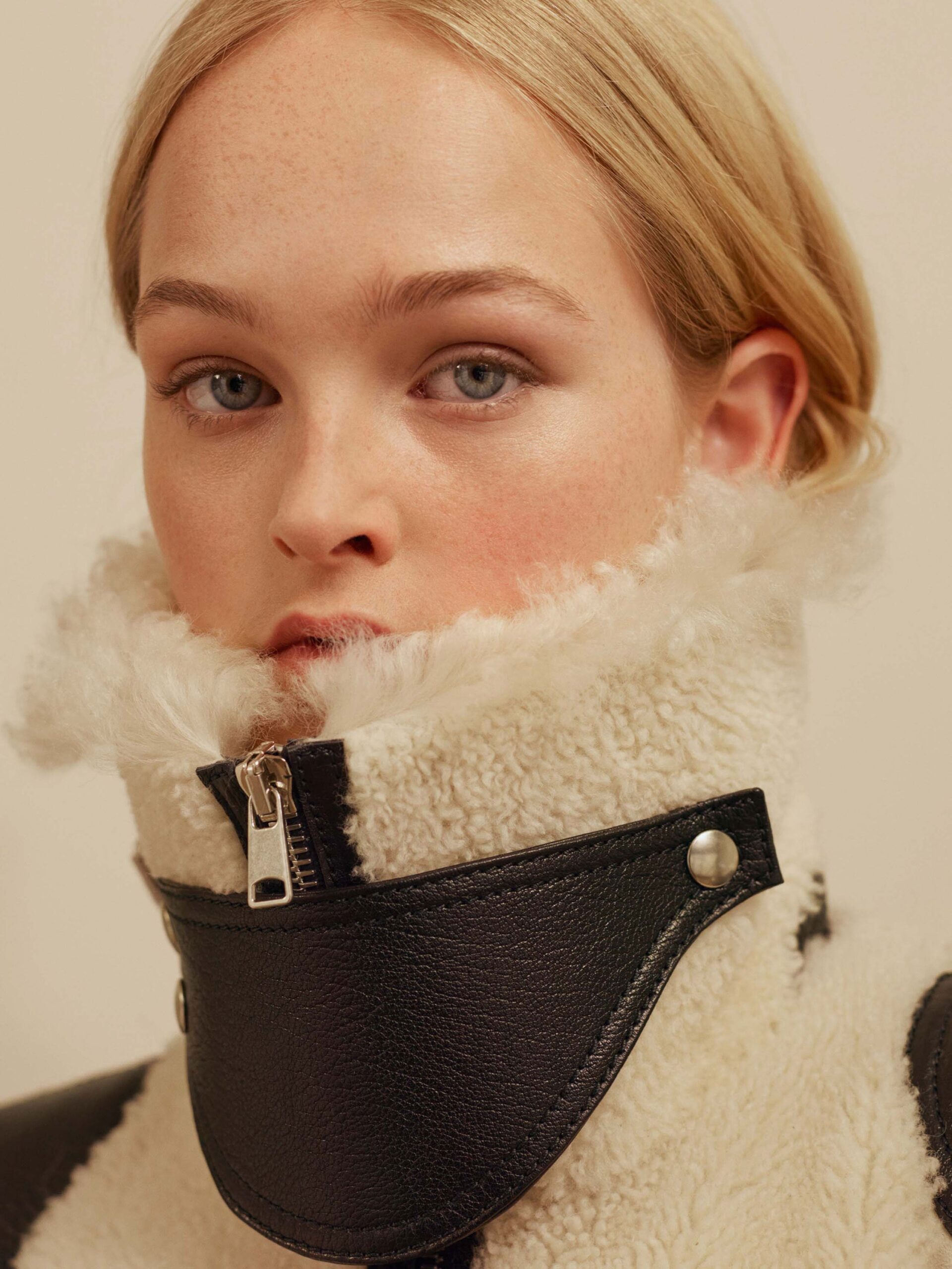 black and white fitted coat