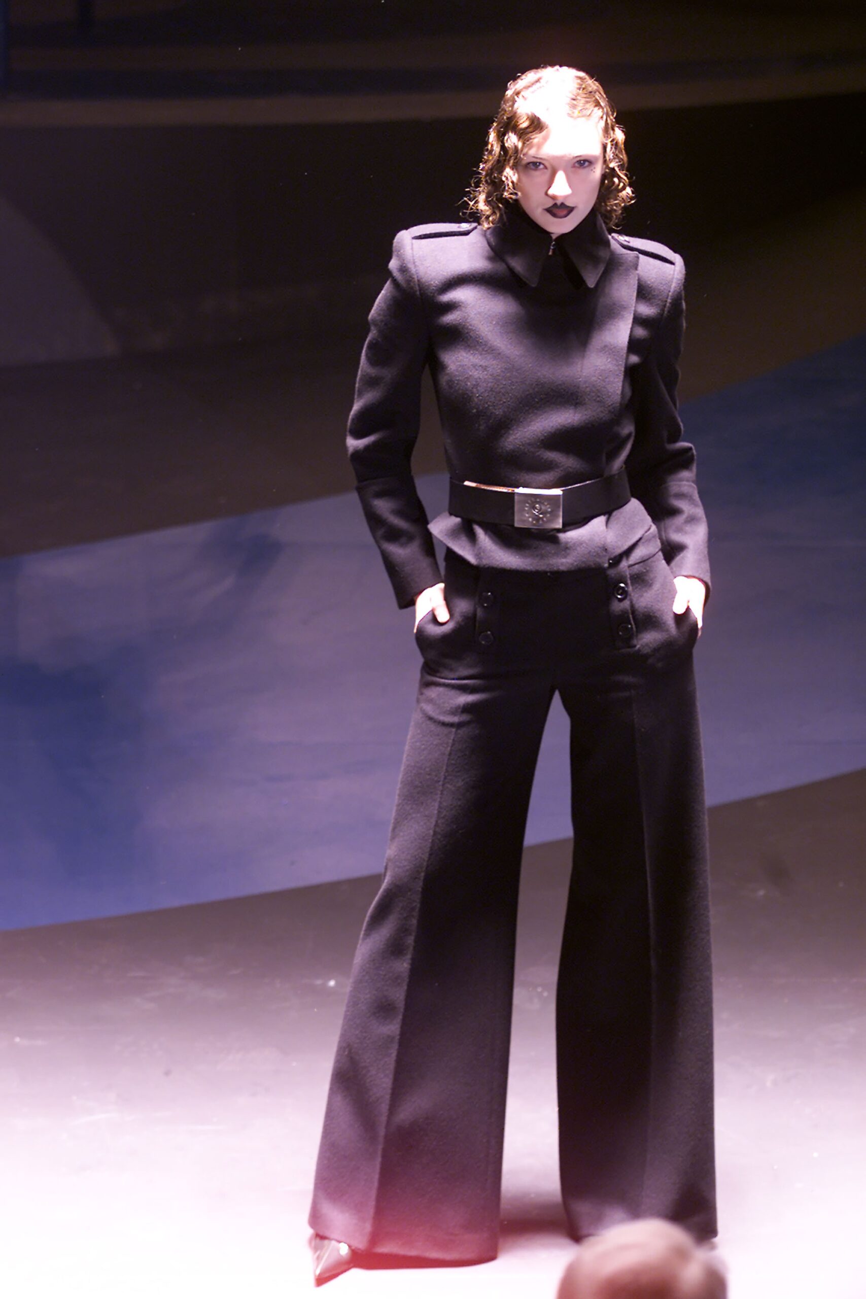 black tailored wool suit