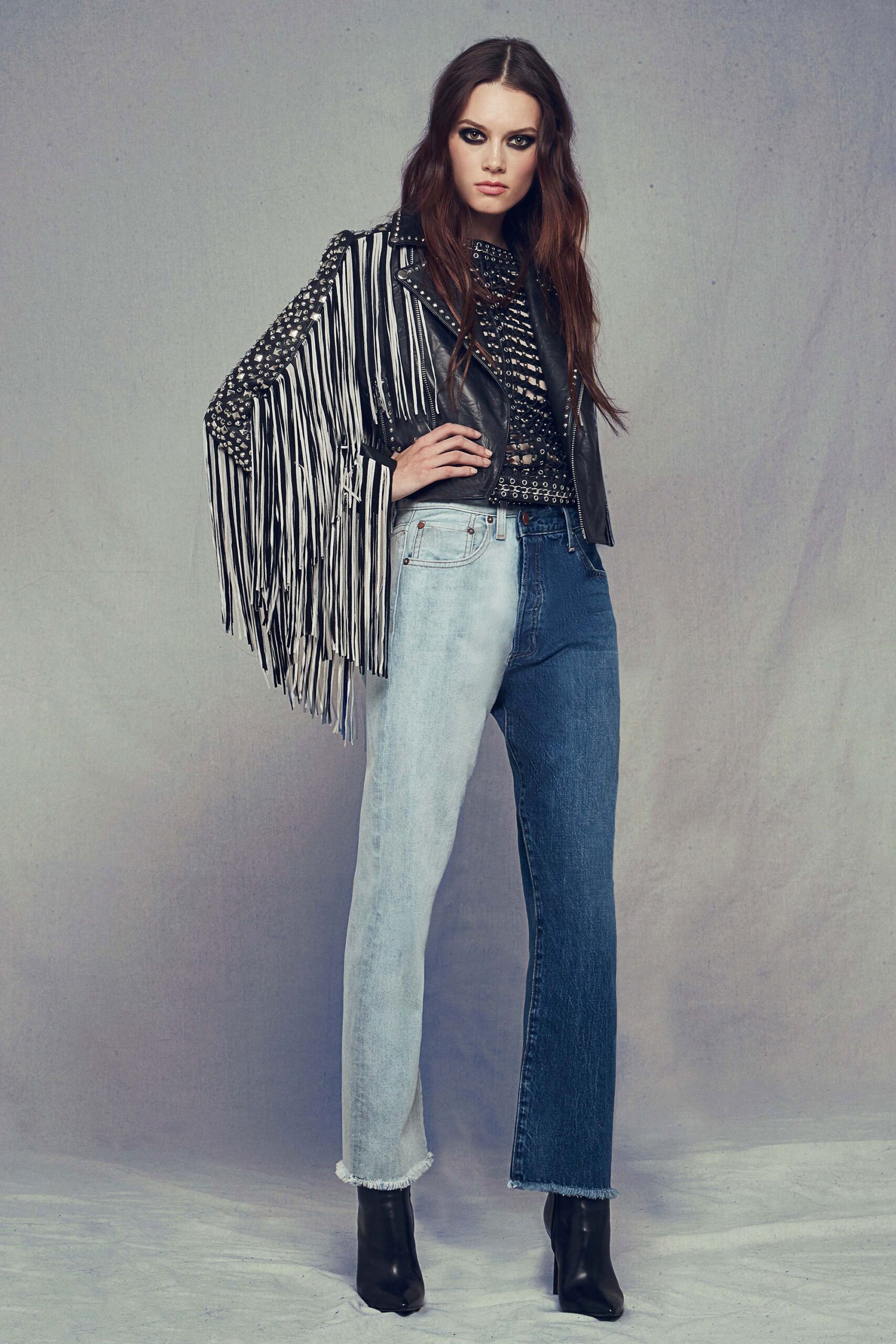black and white fringed jacket