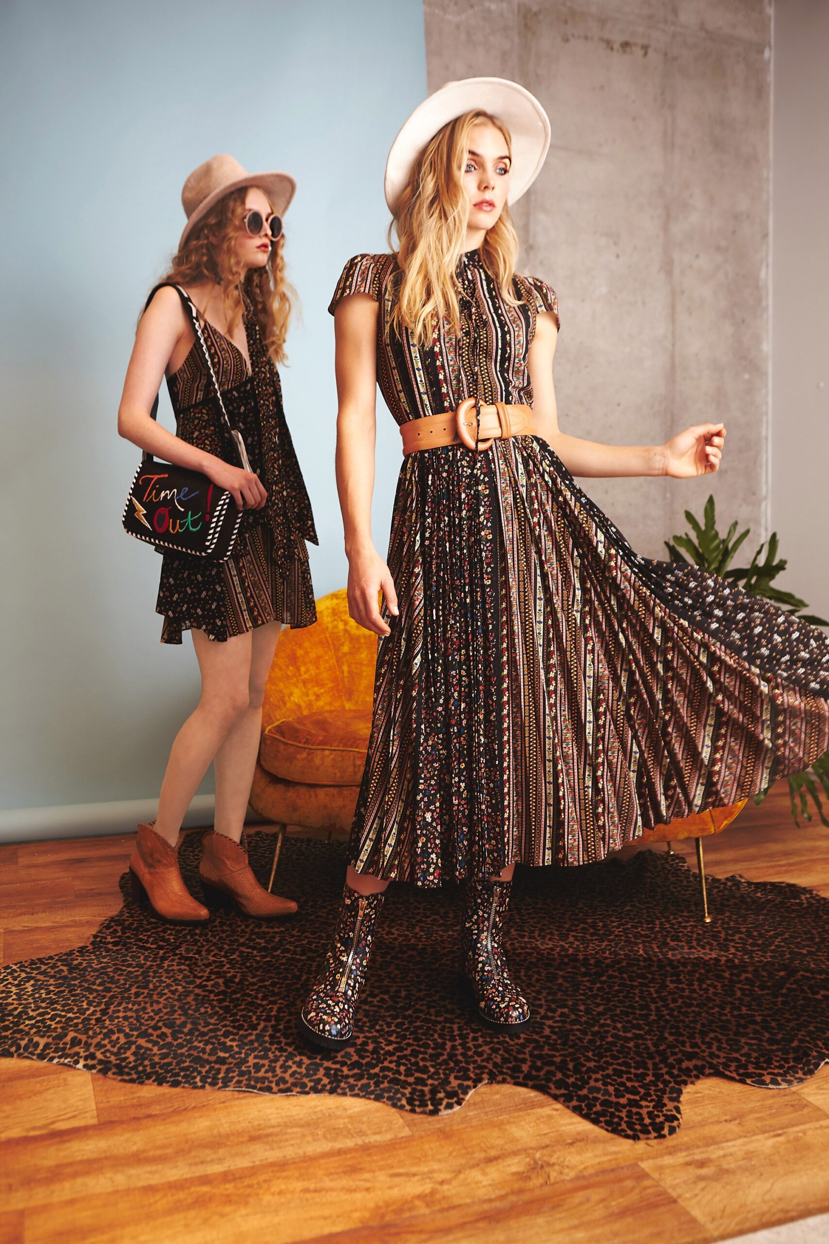 black multi striped midi dress