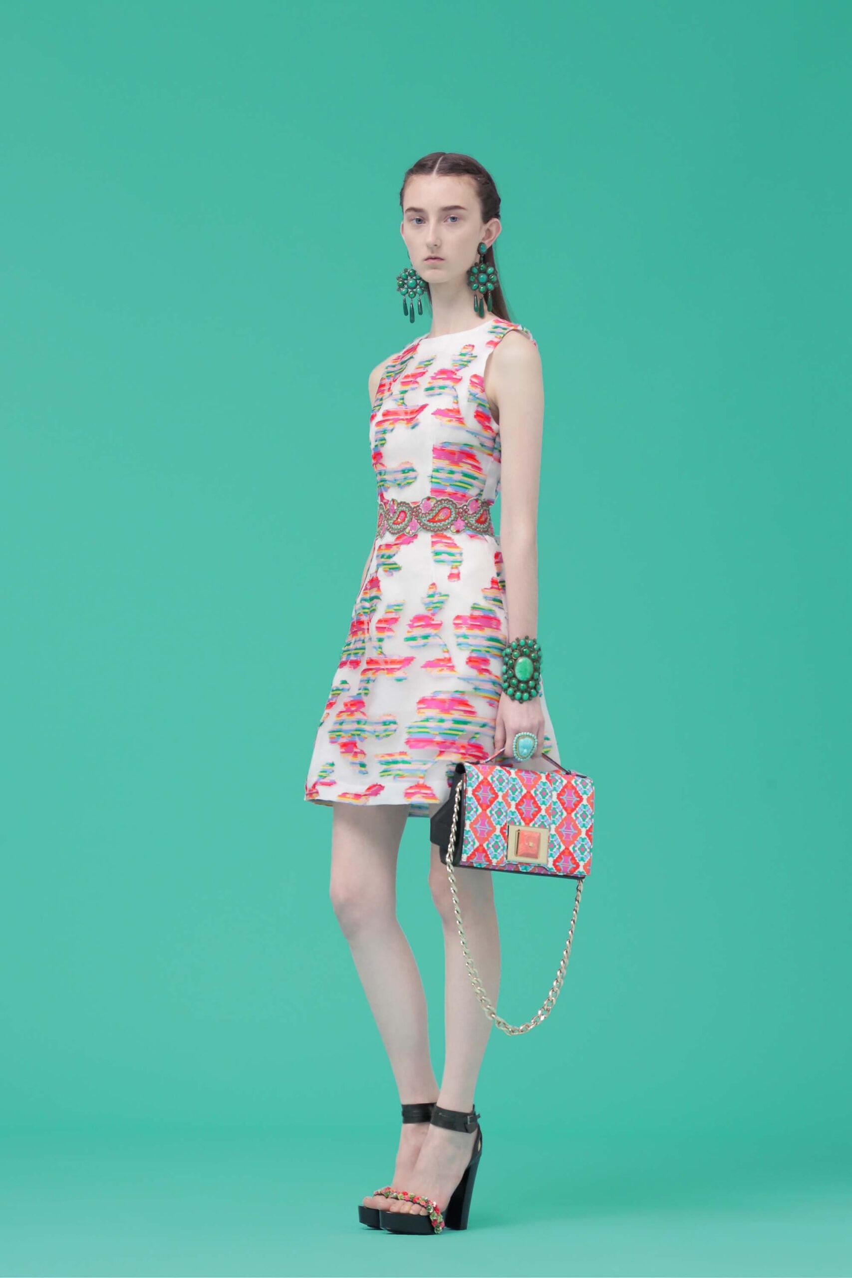 fitted multi-colored mini dress