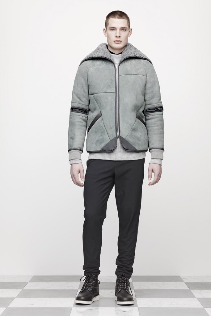 gray leather long-sleeve hooded relaxed zippered jacket