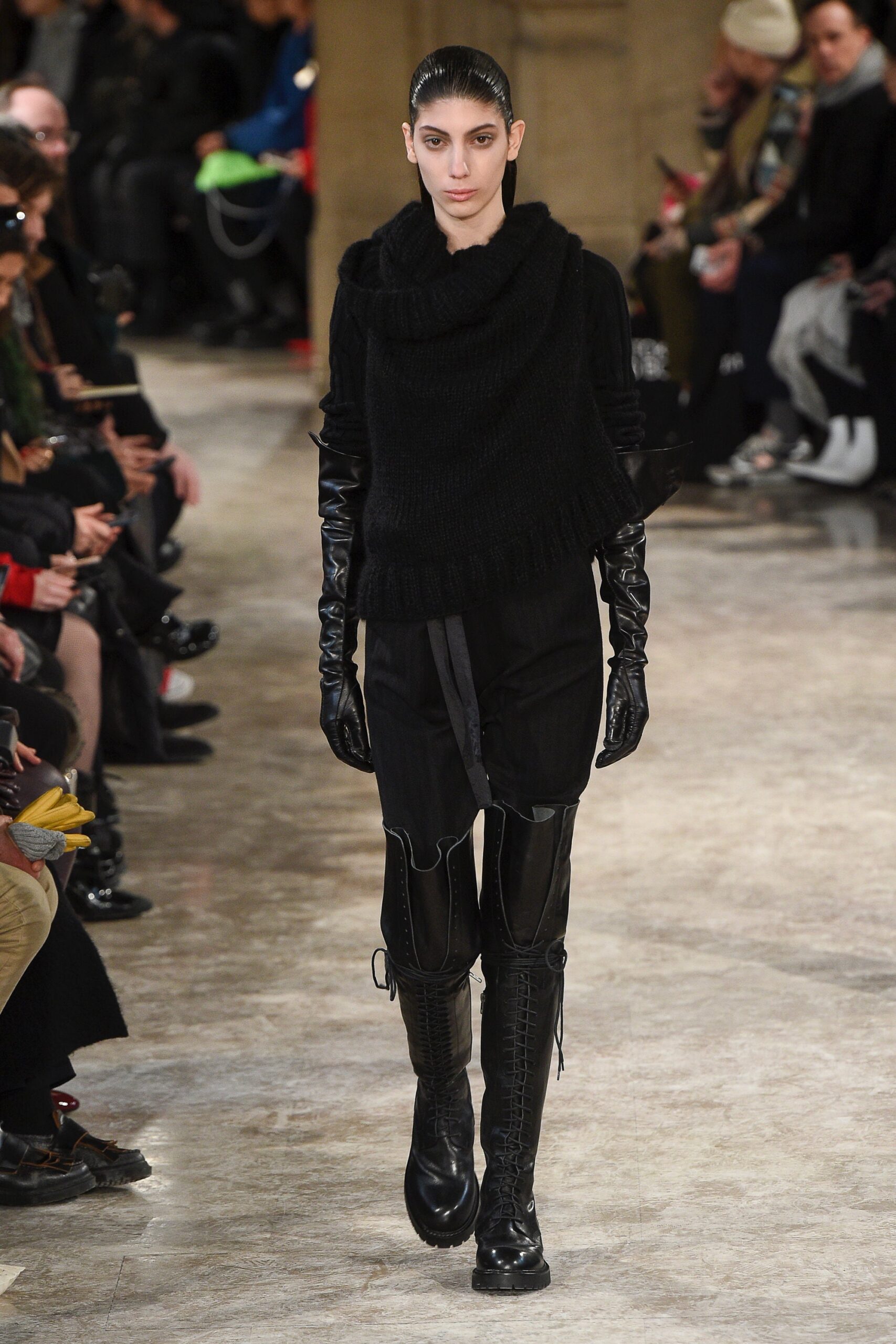 black fitted top with relaxed pants