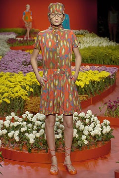 red cotton short-sleeve collared fitted printed a-line dress
