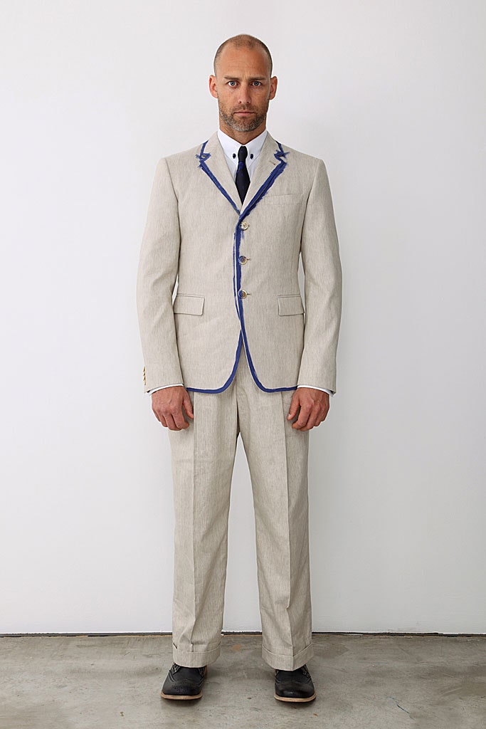 beige tailored suit