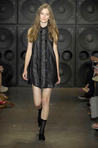 black leather sleeveless dress