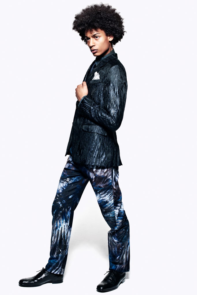 blue silk slim straight-leg shiny pants