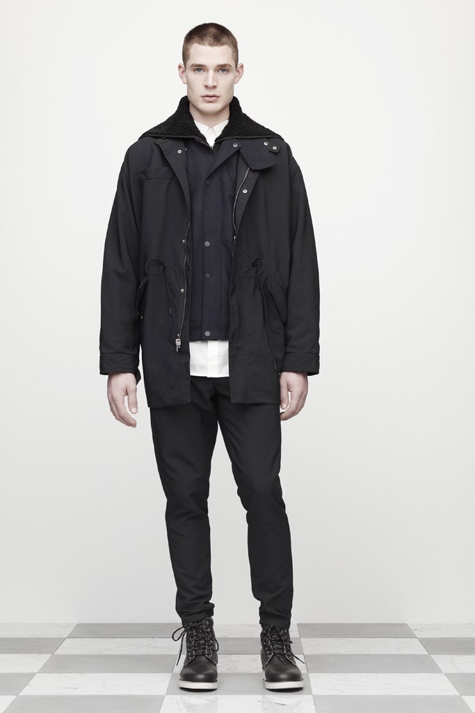 black cotton long-sleeve collared relaxed zippered jacket