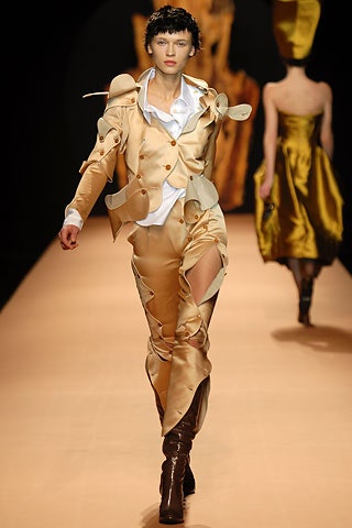 beige silk long-sleeve collared fitted buttoned suit