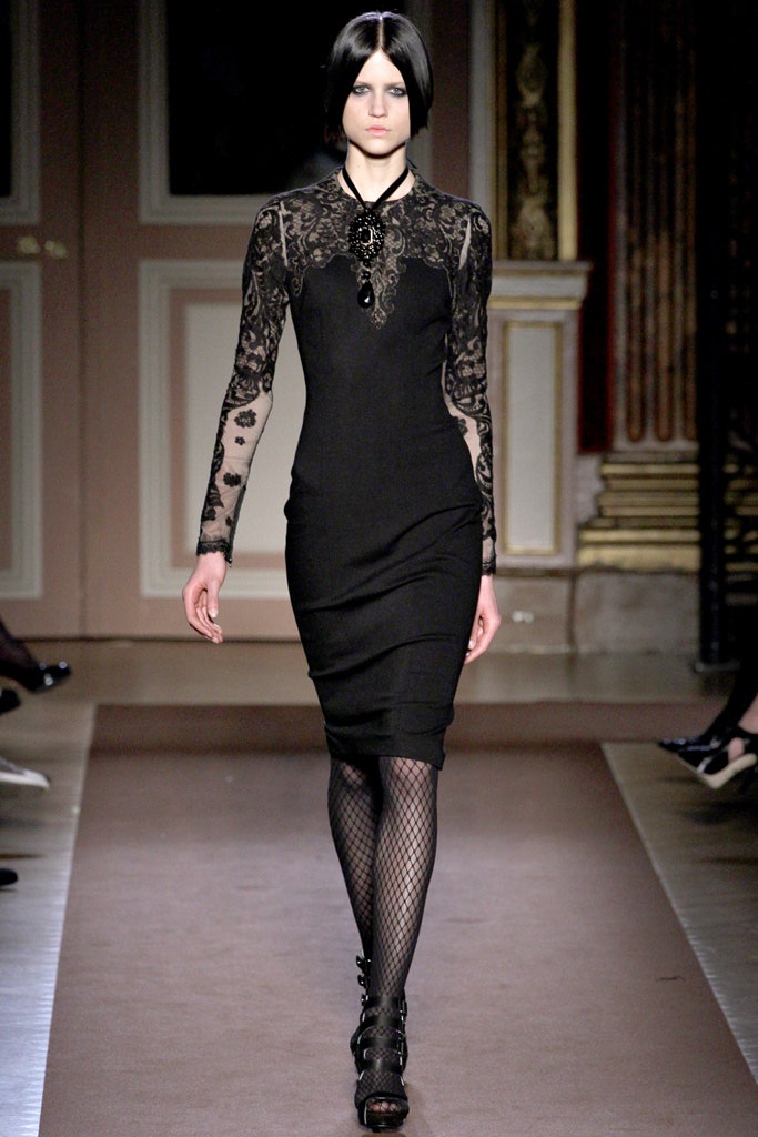 black lace fitted midi dress