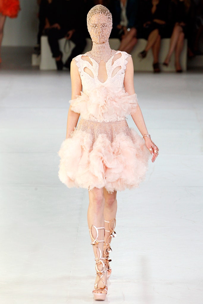 pink ruffled mini dress