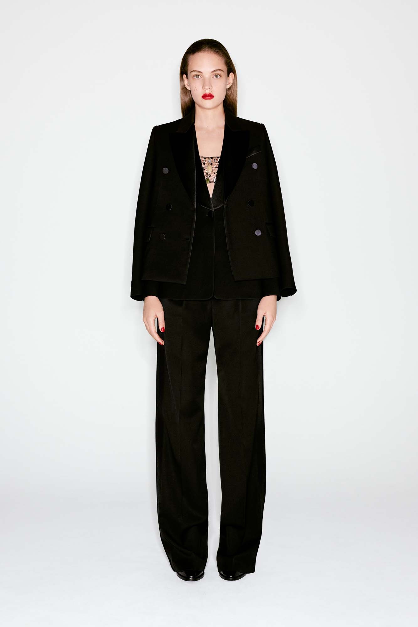 black tailored blazer and pants