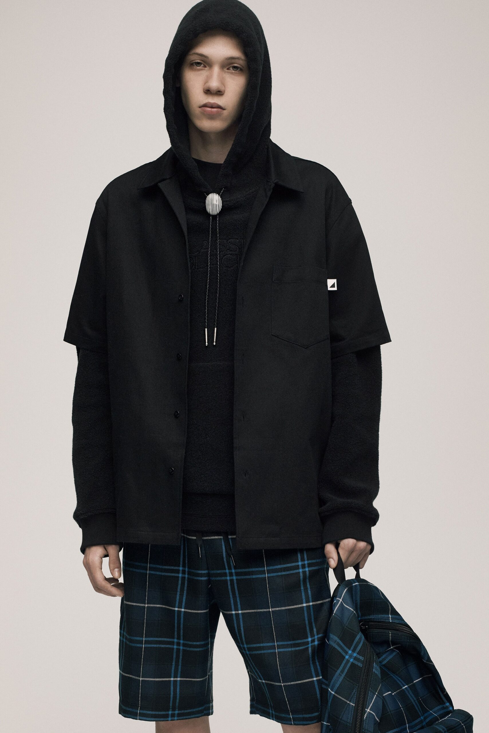 black relaxed shirt and hoodie