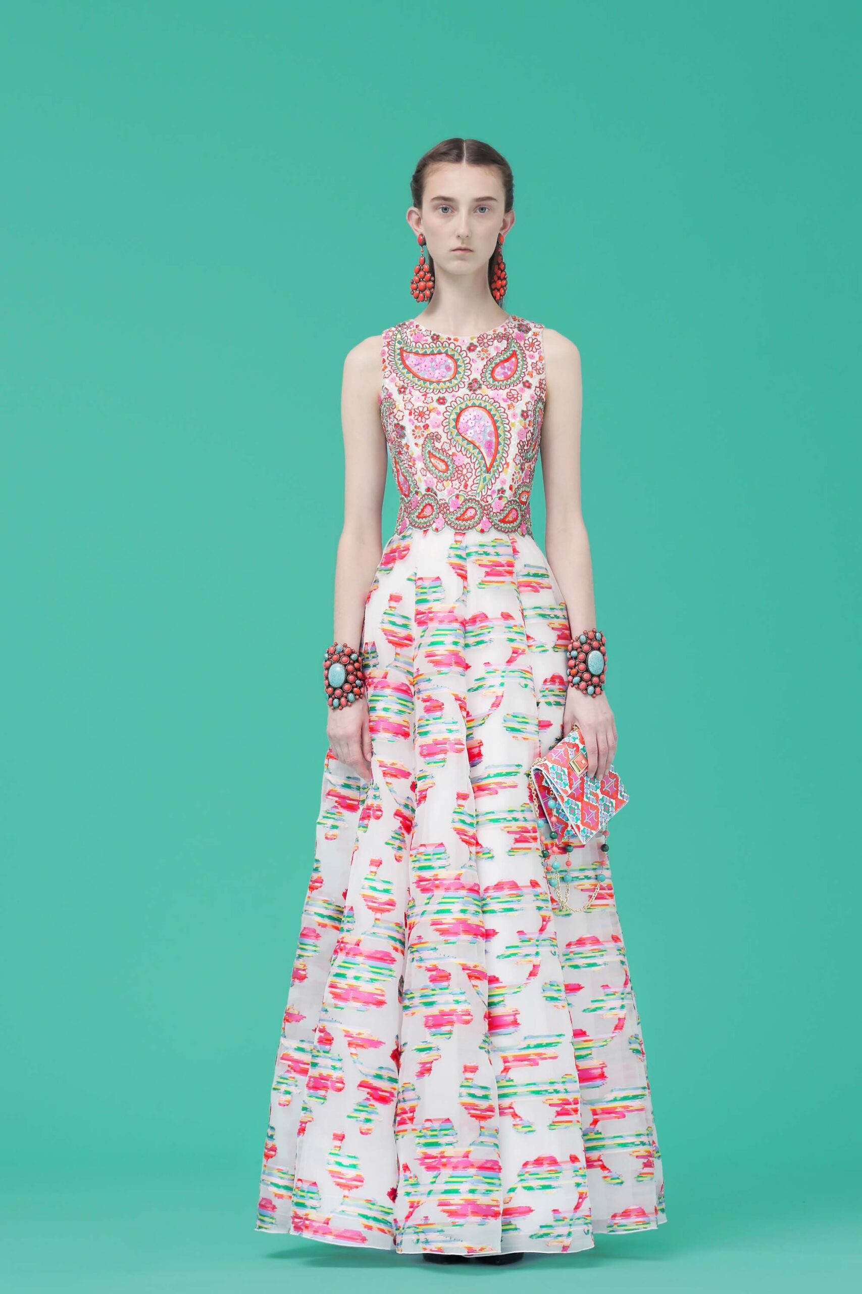 flared printed maxi gown